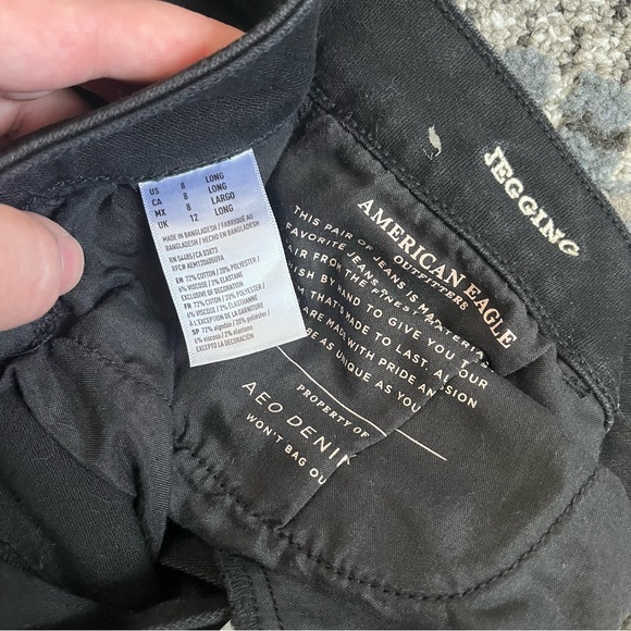 🦅 American Eagle ‘Super Super Stretch’ Jeggings in Black, Size US 8 Long - Picture 10 of 12